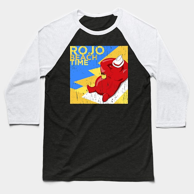 rojo beach time Baseball T-Shirt by Sasaku